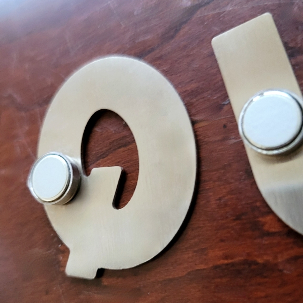 QUEEN Brushed Stainless Steel Letters Magnetic Letters 1.5 by 1.25 inches - Picture 6 of 8